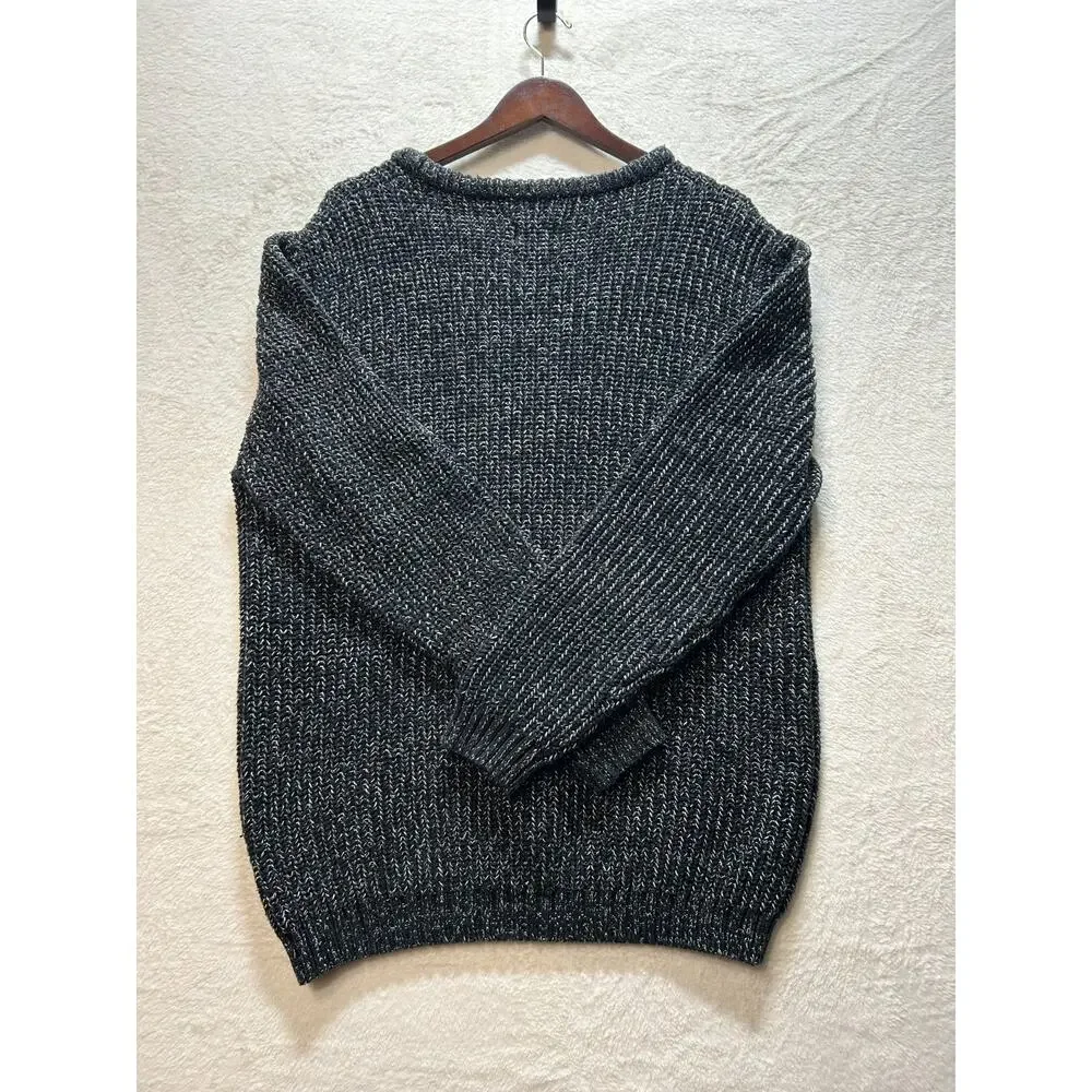 Vintage Rusty Sweater Mens XXL Black White Heavy Knit Crewneck Surf Skate